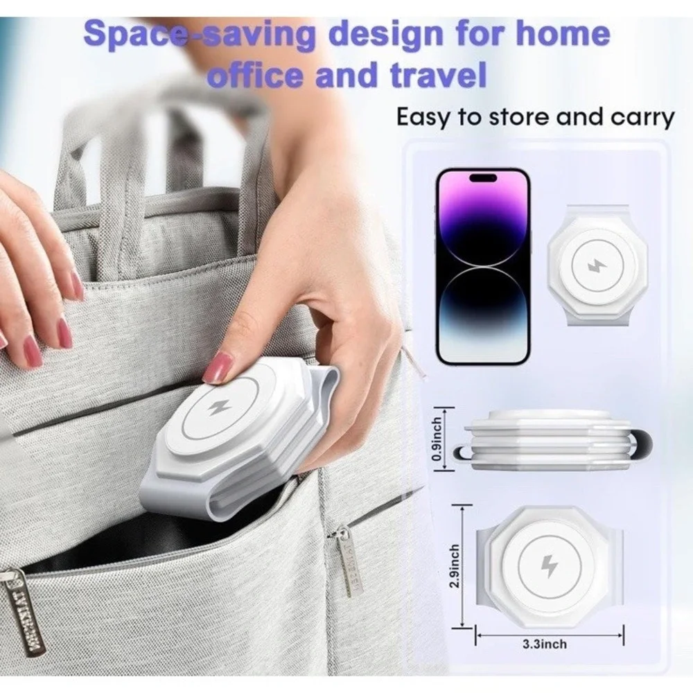 3 in 1 Wireless Charging Station for Apple Multiple Devices, Foldable Magnetic